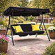 Садова гойдалка Comfort Lux 3-місна чорна з матрацом і навісом, 2 подушки в комплекті, до 260 кг, для дачі, саду та тераси