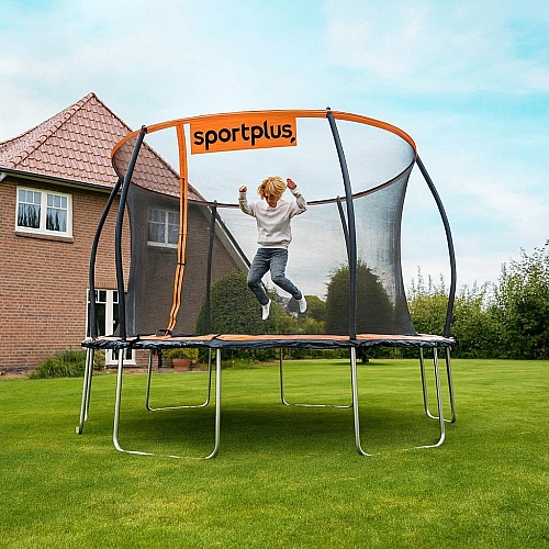 Батут SportPlus 366 см, до 150 кг з внутрішньою сіткою, садовий, стрибковий Помаранчевий