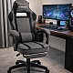 Дизайнерське геймерське крісло з тканини до 130 кг з масажною подушкою, підніжкою ThroneX темно-сіре з чорним linen 006
