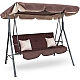 Садова гойдалка Comfort Lux 3-місна коричнева з матрацом і навісом, 2 подушки в комплекті, до 260 кг, для дачі, саду та тераси
