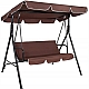 Садова гойдалка Comfort Lux 3-місна коричнева з матрацом і навісом, 2 подушки в комплекті, до 260 кг, для дачі, саду та тераси