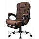 Офісне крісло до 130 кг з підставкою для ніг BOSS KO22 VIP коричневе з тканини