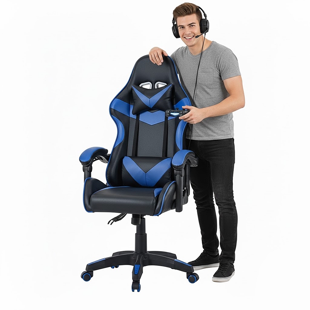 Геймерське крісло Vicotan чорно-синє Комп'ютерне ігрове