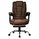 Офісне крісло до 130 кг з підставкою для ніг BOSS KO22 VIP коричневе з тканини
