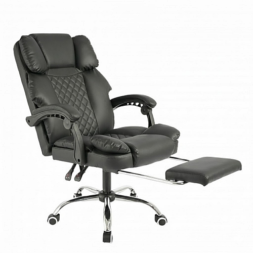 Офісне крісло до 150 кг з підставкою для ніг Master Prestige KO42CZ VIP Чорне
