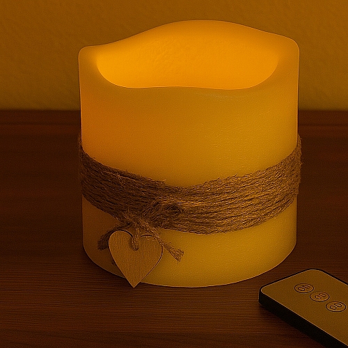 Електрична свічка 15 см на батарейках, таймер, декоративна, Бежевий