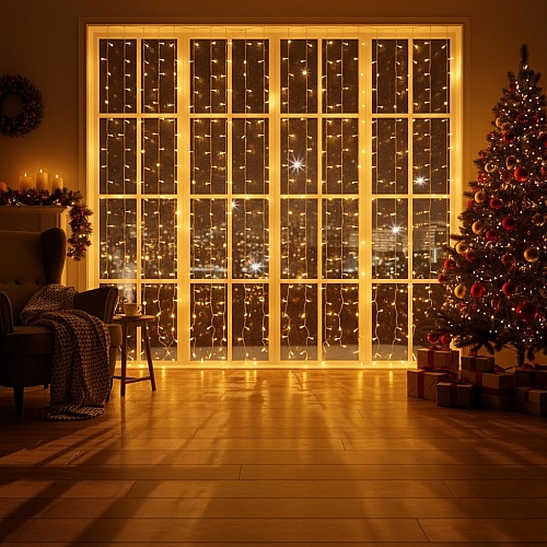 Світлодіодна гірлянда-штора LightZone 100 LED 12.2 м тепле біле світло з ефектом мерехтіння