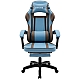 Дизайнерське геймерське крісло до 130 кг з масажною подушкою, підніжкою ThroneX блакитне з коричневим PVC 007