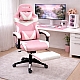Оригінальне геймерське крісло до 130 кг з масажною подушкою, підніжкою ThroneX рожево-біле