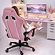 Оригінальне геймерське крісло до 130 кг з масажною подушкою, підніжкою ThroneX рожево-біле