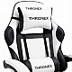 Дизайнерське геймерське крісло до 130 кг з масажною подушкою, підніжкою ThroneX біле з чорним PVC 002