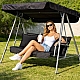 Садова гойдалка Comfort Lux 3-місна чорна з матрацом і навісом, 2 подушки в комплекті, до 260 кг, для дачі, саду та тераси