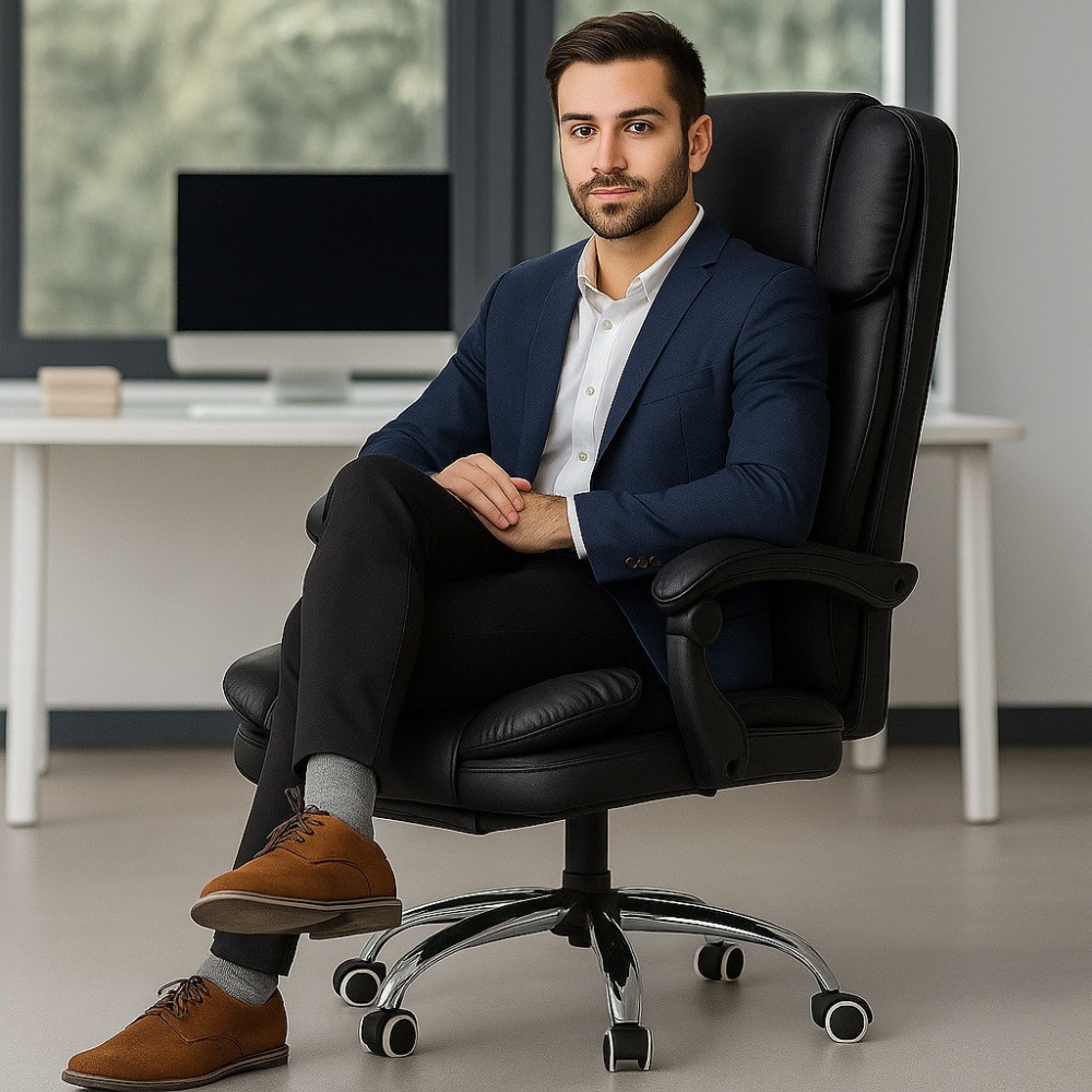 Офісне крісло до 150 кг Master Prestige KO42CZ Чорне комп'ютерне крісло для дому та офісу