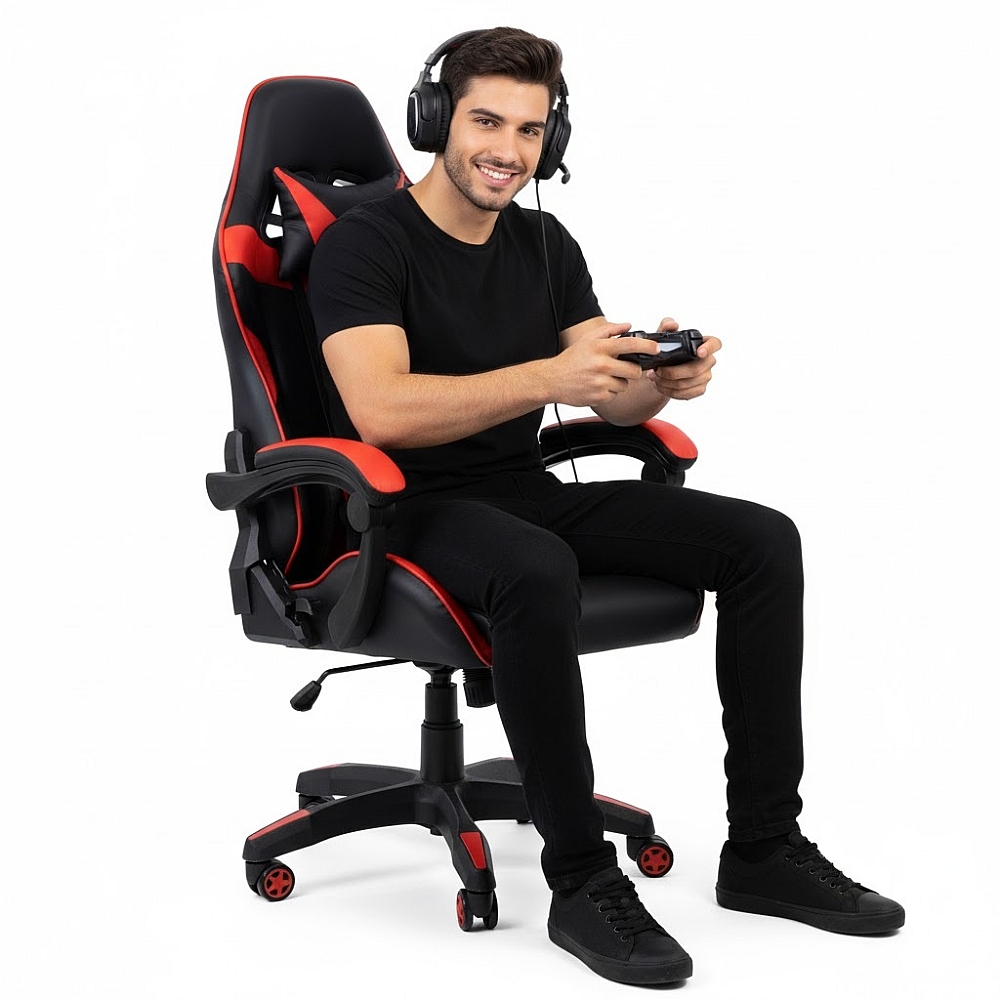 Геймерське крісло Vicotan чорно-червоне Комп'ютерне ігрове