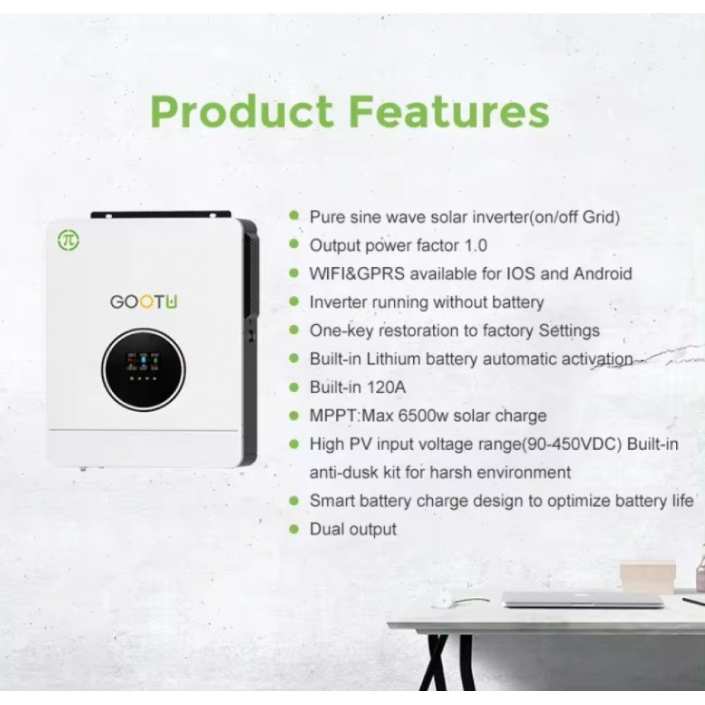 6,2 кВт Комплект резервного живлення Гібридний інвертор Gootu + два акумулятори Dyness B4850 LiFePO4