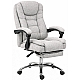 Оригінальне офісне крісло Axeon VIP з тканини, з масажем та підставкою для ніг, до 130 кг, світло-сіре