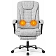 Оригінальне офісне крісло Axeon VIP з тканини, з масажем та підставкою для ніг, до 130 кг, світло-сіре