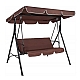 Садова гойдалка 3-місна коричнева з навісом, посилена до 160 кг, для дачі та саду Comfort Base