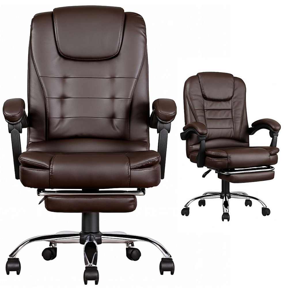 Офісне крісло Prime Premium з підніжкою, Коричневе комп'ютерне крісло