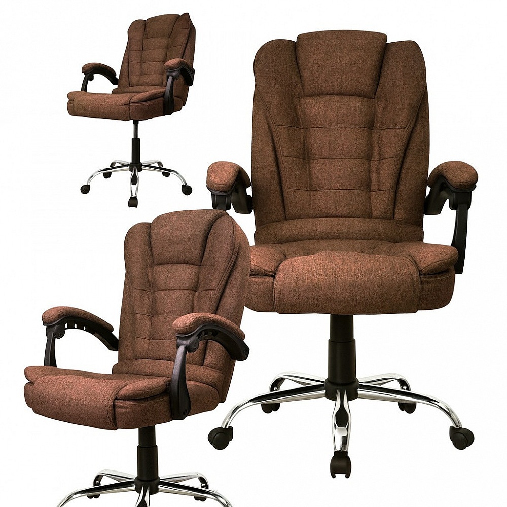 Офісне крісло з тканини до 110 кг BOSS KO22 Коричневе комфортне, ергономічне для дому та офісу