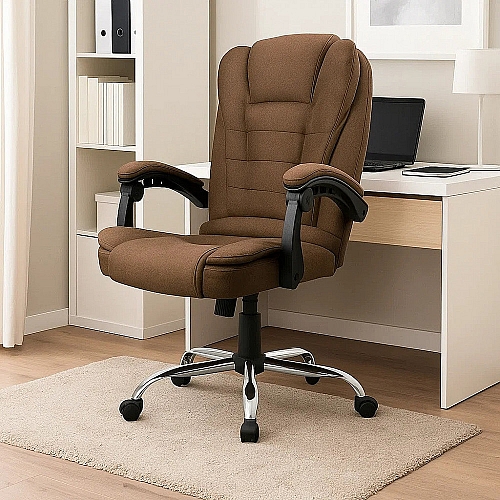 Офісне крісло з тканини до 110 кг BOSS KO22 Коричневе комфортне, ергономічне для дому та офісу