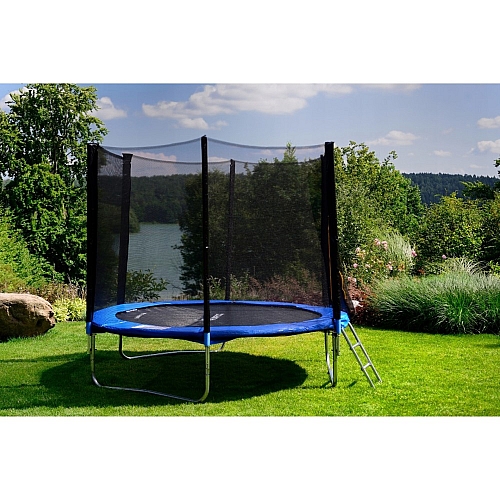 Батут 252 см FunHit дитячий із захисною сіткою 8 футів, стрибковий синій