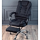 Оригінальне офісне крісло Axeon VIP з тканини, з масажем та підставкою для ніг, до 130 кг, чорне