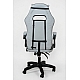 Дизайнерське геймерське крісло до 130 кг з масажною подушкою, підніжкою ThroneX світло-сіре з графітом PVC 003