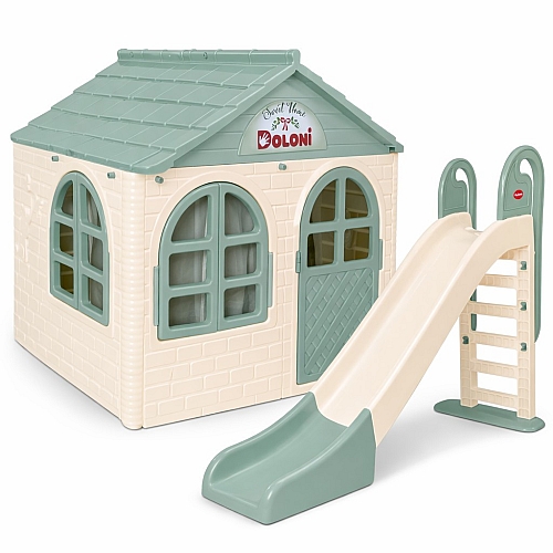 Набір дитячий ТМ Doloni Будиночок XL та гірка велика 243 см, молочно-м’ятний
