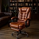 Крісло для директора з екошкіри з масажною подушкою та підніжкою, коричневе