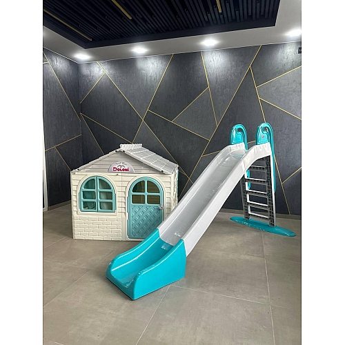 Набір дитячий ТМ Doloni Будиночок XL та гірка велика 243 см, сіро-блакитний