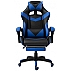 Оригінальне геймерське крісло до 130 кг з масажною подушкою, підніжкою ThroneX чорно-синє