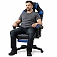 Оригінальне геймерське крісло до 130 кг з масажною подушкою, підніжкою ThroneX чорно-синє