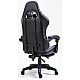 Оригінальне геймерське крісло до 130 кг з масажною подушкою, підніжкою ThroneX чорно-синє
