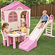 Дитячий набір ТМ Doloni Будиночок XL, гірка велика 243 см, стіл та два стільці, рожево-молочний