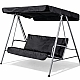 Садова гойдалка 3-місна Comfort Soft чорна, з матрацом, навісом, посилена до 260 кг, для саду та двору