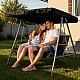 Садова гойдалка 3-місна Comfort Soft чорна, з матрацом, навісом, посилена до 260 кг, для саду та двору