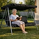 Садова гойдалка 3-місна Comfort Soft чорна, з матрацом, навісом, посилена до 260 кг, для саду та двору