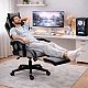 Комплект ThroneX Gaming Set: геймерське крісло з тканини темно-сіре та комп'ютерний стіл з червоними вставками (linen 008)
