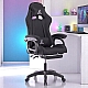 Геймерське крісло з масажною подушкою, підніжкою та тканинною оббивкою SNAKE Premium Чорне Комп'ютерне ігрове