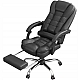 Офісне крісло Prime VIP Premium з масажною подушкою, з підніжкою Чорне комп'ютерне крісло