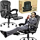 Офісне крісло Prime VIP Premium з масажною подушкою, з підніжкою Чорне комп'ютерне крісло