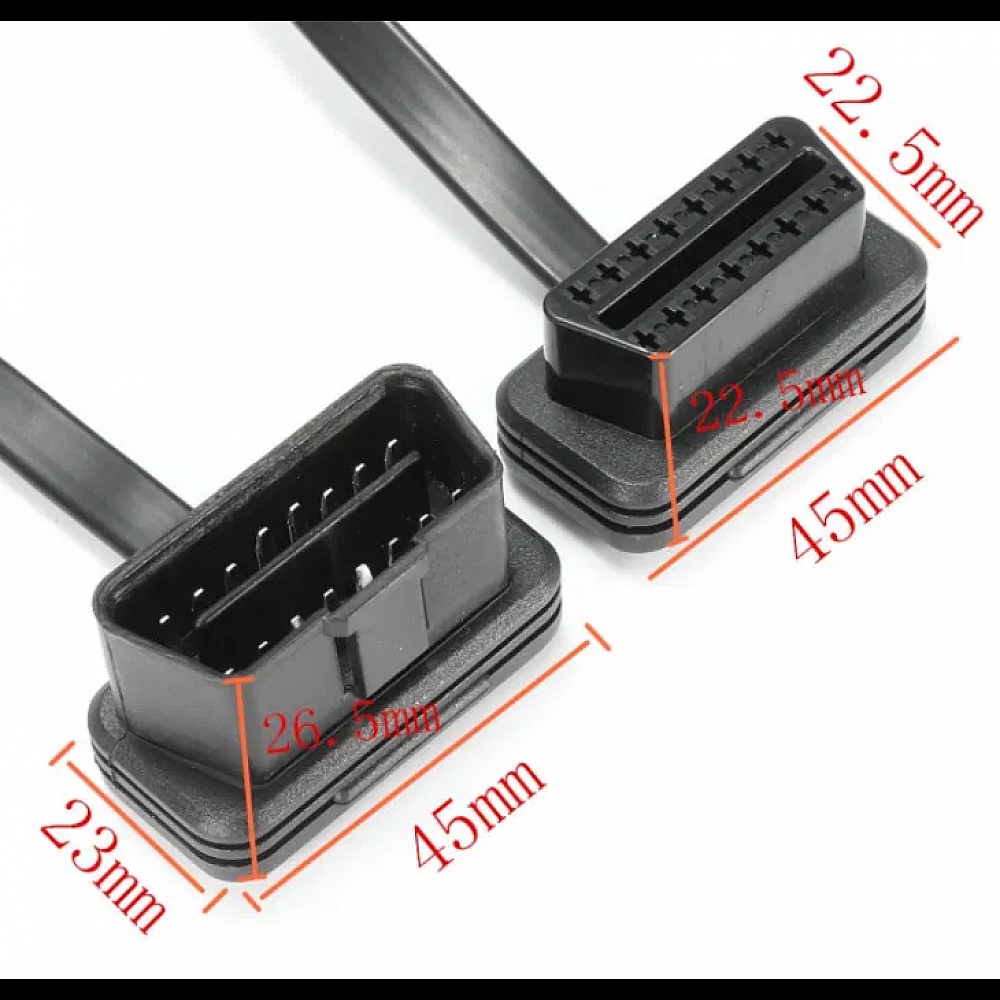 Кабель удлинитель 60 см OBD2 ОБД 16-pin - папа на х 16-pin мама Кабель удлинитель 60 см OBD2 ОБД 16-pin - папа на х 16-pin мама