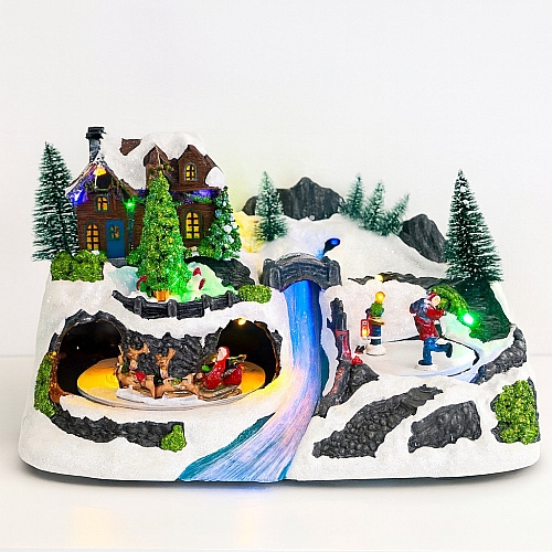 Святковий набір LED Різдвяне селище — тунель із санями оленів і Санти, музика LightZone