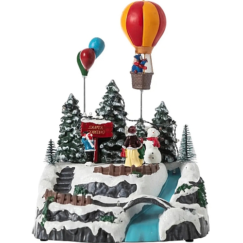 Карусель новорічна з підсвічуванням та музикою "Зимовий пейзаж з повітряною кулею" LightZone