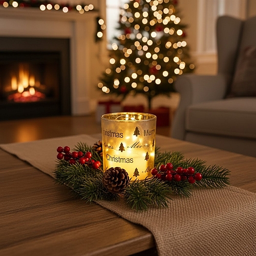 Світлодіодна декорація DynaMax Deco Glas на батарейках з принтом "Merry Christmas"