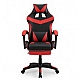 Оригінальне геймерське крісло до 130 кг з масажною подушкою, підніжкою ThroneX чорно-червоне