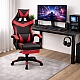 Оригінальне геймерське крісло до 130 кг з масажною подушкою, підніжкою ThroneX чорно-червоне