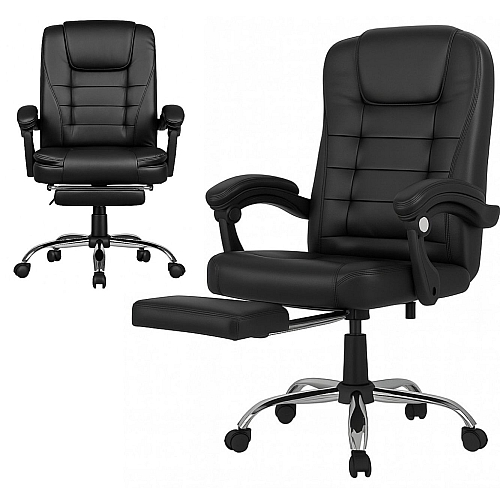 Офісне крісло Prime Premium з підніжкою, Чорне комп'ютерне крісло