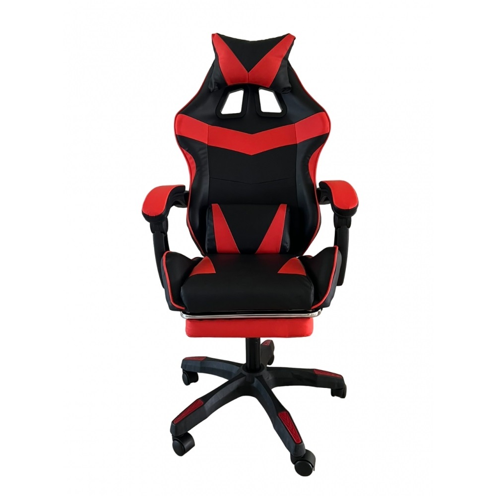 Крісло геймерське VicoGame професійне з підставкою для ніг, чорно-червоне